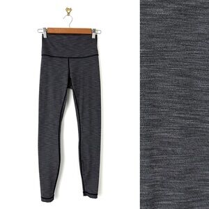 Lululemon Wunder Under High Rise Tight Leggings 28" Heather Black Sz 4